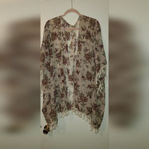 Sheer kimono style cardigan open front cover-up 0XL size 12.
